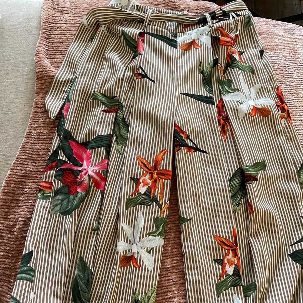 Small long flare Hawaiian pant. Worn lightly